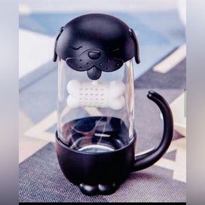 Anya black dog tea cup mug infuser.